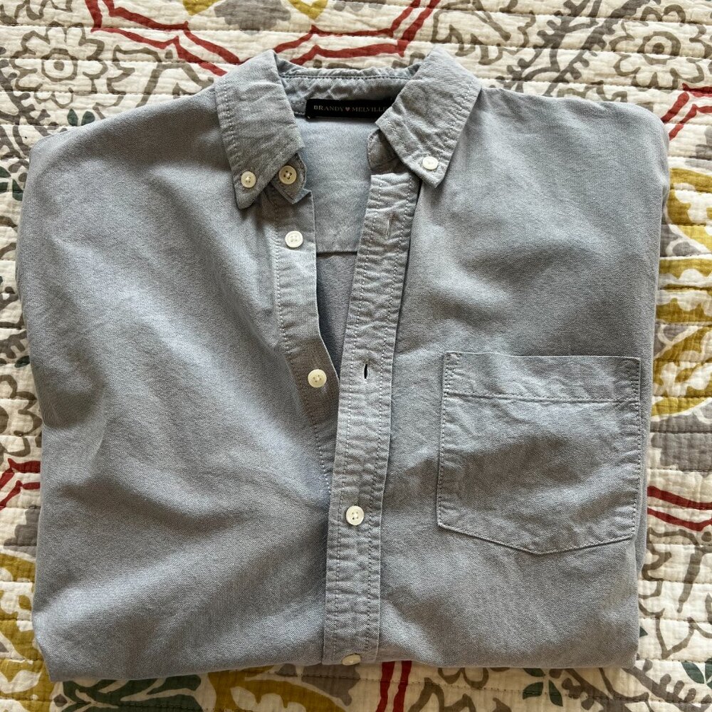 Brandy Melville Blue Button Down Oxford Shirt 100% cotton - Picture 2 of 5